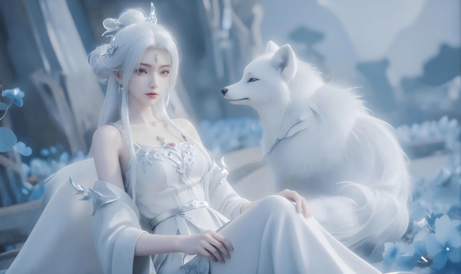 白发动漫美女白狐唯美4K壁纸,古风仙侠动漫故事,美的让您心动